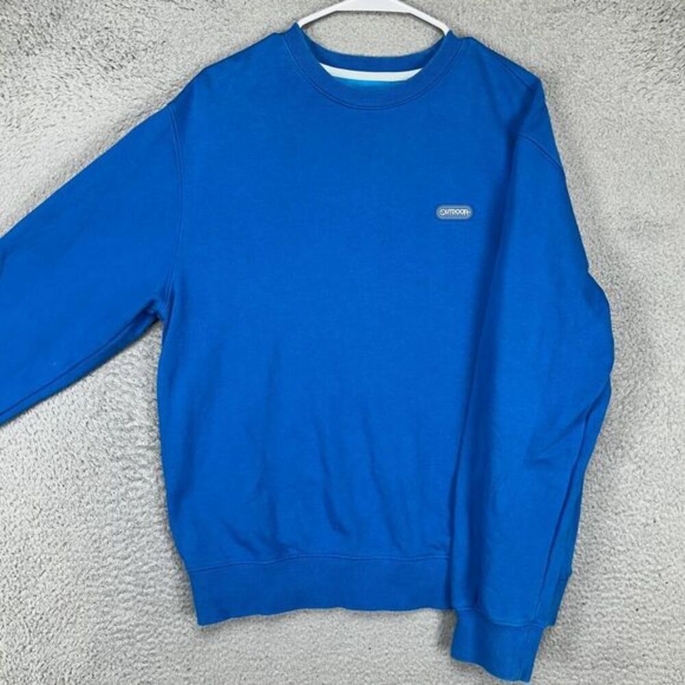 Outdoor Products Crewneck Sweatshirt Mens Medium Blue Graphic Print Made In USA